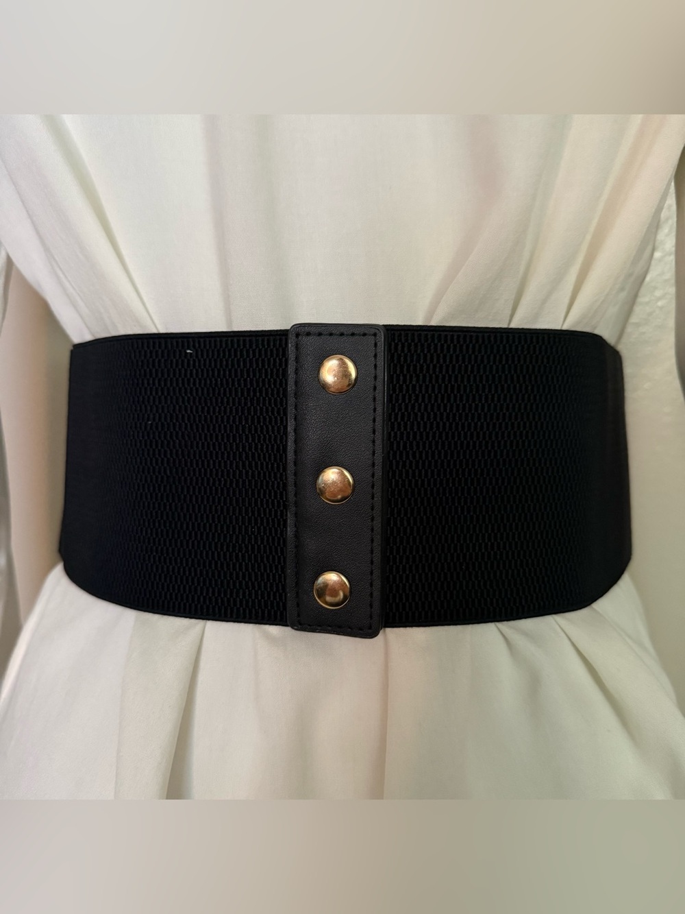 Black elastic waistband strappy corset belt - Picture 4 of 8